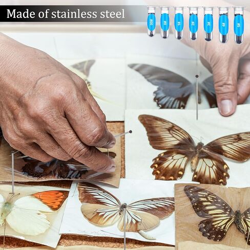 350 Pcs Stainless Steel Insect Pins, Specimen Entomology Pins 7 Sizes Entomology Supplies with Vials and Labels Butterfly Collection Needles for Butterflies, Dragonfly Collections in Saudi Arabia