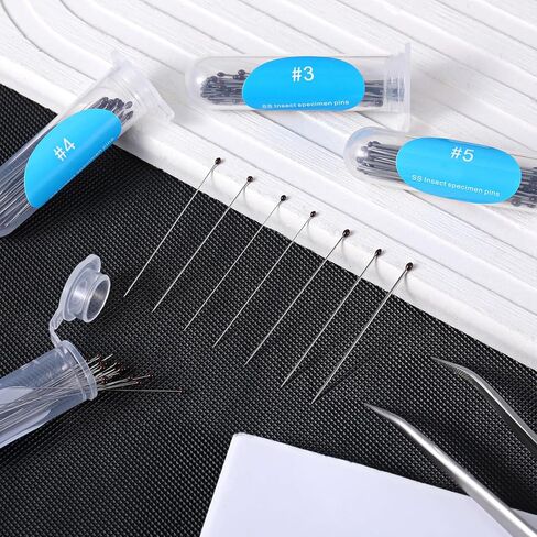 350 Pcs Stainless Steel Insect Pins, Specimen Entomology Pins 7 Sizes Entomology Supplies with Vials and Labels Butterfly Collection Needles for Butterflies, Dragonfly Collections in Saudi Arabia