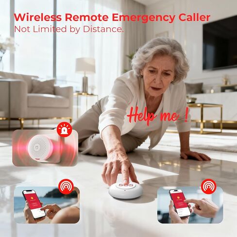 Hapippofa Caregiver Call Button Wireless Call Button for Elderly at Home,WiFi Panic Button,Life Alert Systems for Seniors No Monthly Fee (whiter3) in Saudi Arabia