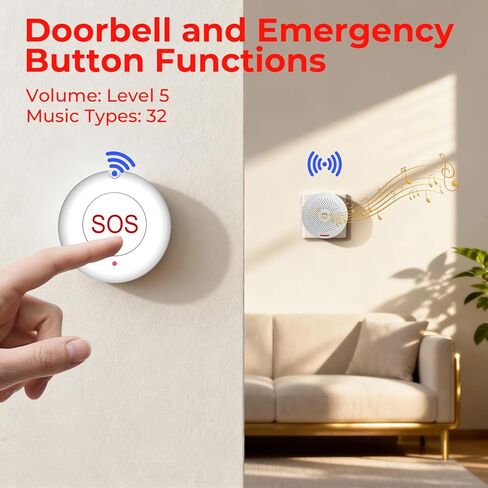 Hapippofa Caregiver Call Button Wireless Call Button for Elderly at Home,WiFi Panic Button,Life Alert Systems for Seniors No Monthly Fee (whiter3) in Saudi Arabia