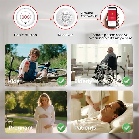 Hapippofa Caregiver Call Button Wireless Call Button for Elderly at Home,WiFi Panic Button,Life Alert Systems for Seniors No Monthly Fee (whiter3) in Saudi Arabia