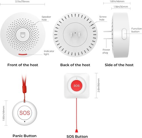Hapippofa Caregiver Call Button Wireless Call Button for Elderly at Home,WiFi Panic Button,Life Alert Systems for Seniors No Monthly Fee (whiter3) in Saudi Arabia