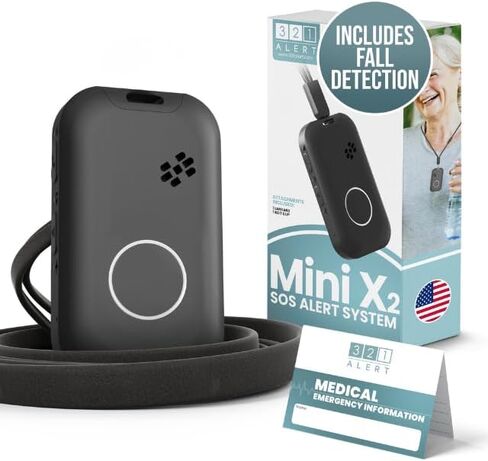 Medical Alert System for Seniors with Fall Detection -GPS 4G LTE Cellular SOS Alert System, 24/7 Monitoring - Freedom & Safety Anywhere - Call to Activate - Elderly Life Alert Necklace (Mini X2) in Saudi Arabia