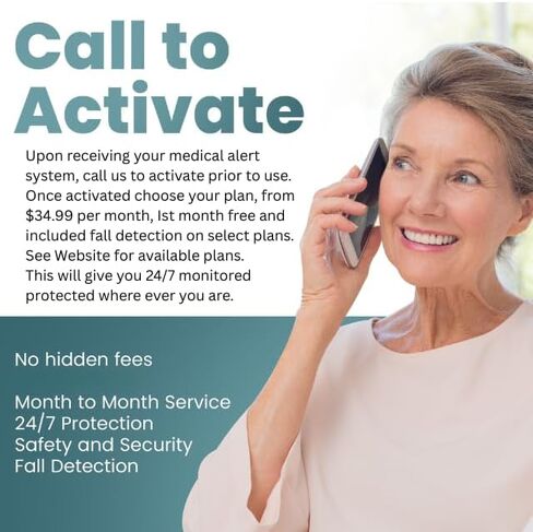 Medical Alert System for Seniors with Fall Detection -GPS 4G LTE Cellular SOS Alert System, 24/7 Monitoring - Freedom & Safety Anywhere - Call to Activate - Elderly Life Alert Necklace (Mini X2) in Saudi Arabia