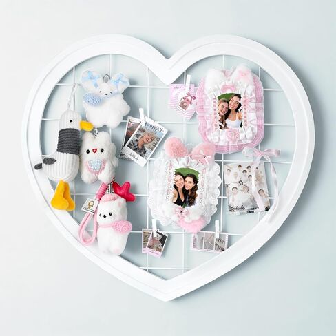 Pink Preppy Coquette Room Decor, Heart Shape Wire Wall Grid Panel for Photo Display Board and Wall Storage Organizer, Wall Decor for Teen Girls and Women Home Bedroom Living Room and Dorm in Saudi Arabia