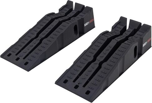 Black Widow 13" W Stackable Plastic Car Service Ramps – 16,000 lb. GVW Capacity per Pair, Lightweight High-Impact Grid Design, 6.25" Lift Height, Built-in Handles in Saudi Arabia