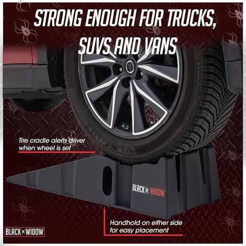 Black Widow 13" W Stackable Plastic Car Service Ramps – 16,000 lb. GVW Capacity per Pair, Lightweight High-Impact Grid Design, 6.25" Lift Height, Built-in Handles in Saudi Arabia