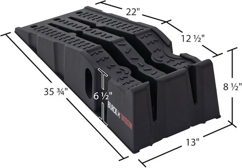 Black Widow 13" W Stackable Plastic Car Service Ramps – 16,000 lb. GVW Capacity per Pair, Lightweight High-Impact Grid Design, 6.25" Lift Height, Built-in Handles in Saudi Arabia