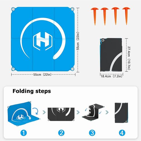 STARTRC PHOTO Drone Landing Pad Foldable 2x3 Fast-Fold, (22in/55cm) Double-Sided Waterproof Launch Pad, Weighted Helipad for DJI Mini 4 Pro/Mini 4k/Neo/Mini 3/5pro/Mini 2 se/Avata 2/Flip Drone Accessories, Blue-Gray in Saudi Arabia