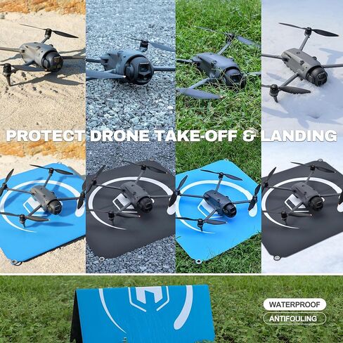 STARTRC PHOTO Drone Landing Pad Foldable 2x3 Fast-Fold, (22in/55cm) Double-Sided Waterproof Launch Pad, Weighted Helipad for DJI Mini 4 Pro/Mini 4k/Neo/Mini 3/5pro/Mini 2 se/Avata 2/Flip Drone Accessories, Blue-Gray in Saudi Arabia