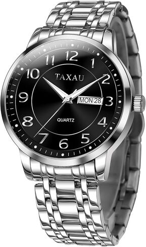 Minimalist Watch for Men Stainless Steel Men's Wrist Watches Waterproof Business Dress Luxury Analog Quartz Men Watch with Big Face & Date in Saudi Arabia