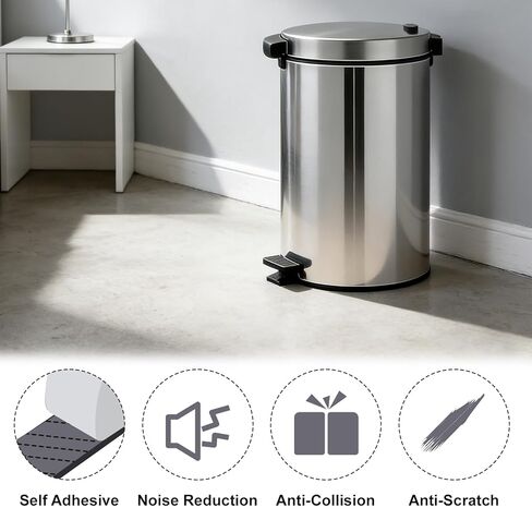 JTJEI 6 Pack Trash Can Wall Guard Bumpers, Adhesive Wall Protector for Round & Square Garbage Cans No Drill Backing for Kitchen, Bathroom, Office (Black) in Saudi Arabia