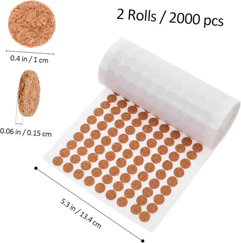 2000 قطعة من حلقات الفلين ذاتية اللصق من Gadpiparty، مصد باب الخزانة - وسادات الفلين للخزانات اللاصقة التي تقلل الضوضاء in Kuwait