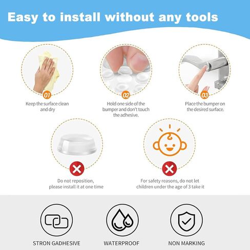 2Pack Self Adhesive Bumpers - 1/2" Diameter - 64pcs - Standard Clear Round Bumper for Cabinets, Drawers, Cutting Boards, Picture Frames and Furniture - Sound dampening Protects Against Damage in Saudi Arabia