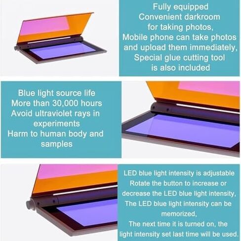 قاطع جل الضوء الأزرق من Acivirdde، جهاز نقل الضوء الأزرق LED، مصباح الضوء الأزرق LED المدمج، معدات المختبرات للتصوير الهلامي. in Kuwait