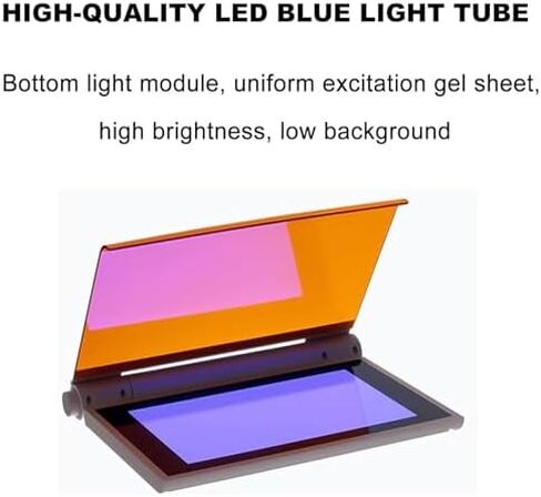 جهاز نقل الضوء LED الأزرق من Acivirdde مع مرشح كهرماني قابل للتعديل وشدة ضوء قابلة للتعديل، يستخدم لتصور الرحلان الكهربائي الهلامي. in Kuwait