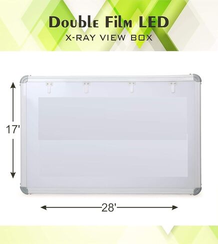صندوق عرض ممتاز للأشعة السينية، مصباح LED مزدوج مع حساس تنشيط الفيلم التلقائي ووحدة تحكم في السطوع المتغير، (الحجم 28 × 17 بوصة)، أبيض، (عبوة من قطعتين) in Kuwait