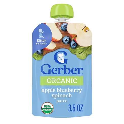 Gerber Organic Apple Blueberry Spinach Baby Food ، 3.5 Oz Pouch in Saudi Arabia