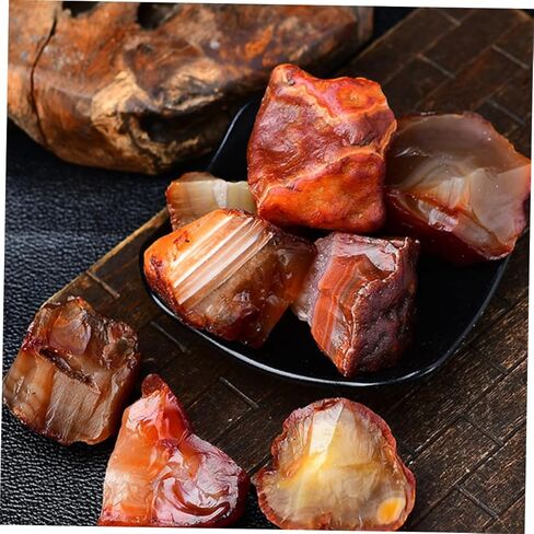 Holibanna 1 حقيبة العقيق الأحمر الطبيعي الأحجار الخام كتل الزخرفية العقيق عينة كتلة سطح المكتب ديكور الحلي اليدوية in Kuwait