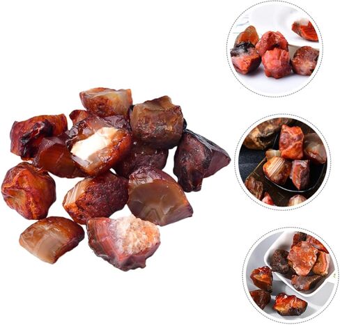 Holibanna 1 حقيبة العقيق الأحمر الطبيعي الأحجار الخام كتل الزخرفية العقيق عينة كتلة سطح المكتب ديكور الحلي اليدوية in Kuwait