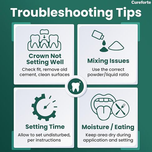 Cureforte Zinc Oxide Eugenol Dental Cement Kit – Professional Temporary Crown & Bridge Glue for Tooth Fillings | Self-Curing, Strong Bond, and Pulp-Soothing Formula | Easy-to-Use Dental Repair Kit in Kuwait