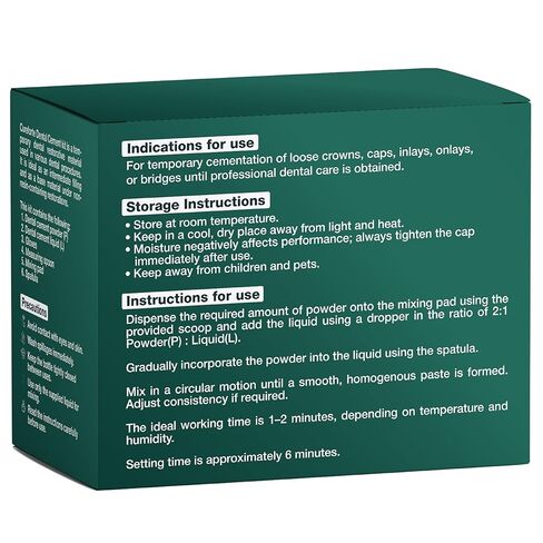 Cureforte Zinc Oxide Eugenol Dental Cement Kit – Professional Temporary Crown & Bridge Glue for Tooth Fillings | Self-Curing, Strong Bond, and Pulp-Soothing Formula | Easy-to-Use Dental Repair Kit in Kuwait