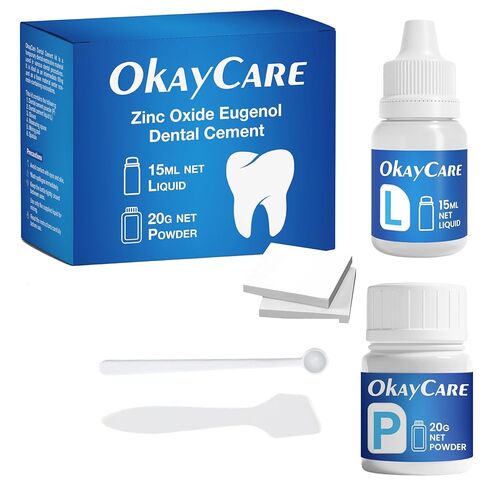 Zinc Oxide Eugenol Dental Cement Kit – Instant Tooth Repair, Cap, Crown & Bridge Filling | Ultra Strong & Pulp-Soothing Formula | Long Lasting - Easy Mix-and-Use Dental Adhesive for DIY, Home & Clinic in Kuwait