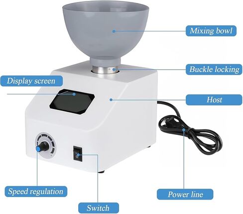 Dental Plaster Grind Mixer, 100-700ML Automatic Alginate Mixer, 0-300RPM Adjustable Speed, Mixing Alginate Impression Materials and Gypsum, for Dental Clinics, Laboratory in Kuwait