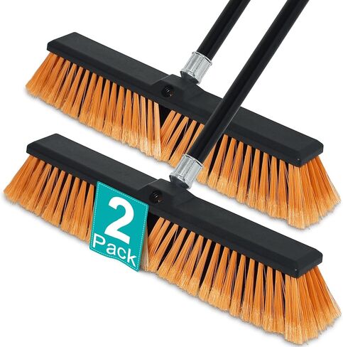 PBHEPJ 18 Inchs Push Broom Outdoor Heavy Duty, Shop Broom with 60" Long Bandle for Cleaning Outdoor or Indoor Tile, Garage, Shop, Deck, Concrete, Wood, Stone, Patio Floor in Saudi Arabia