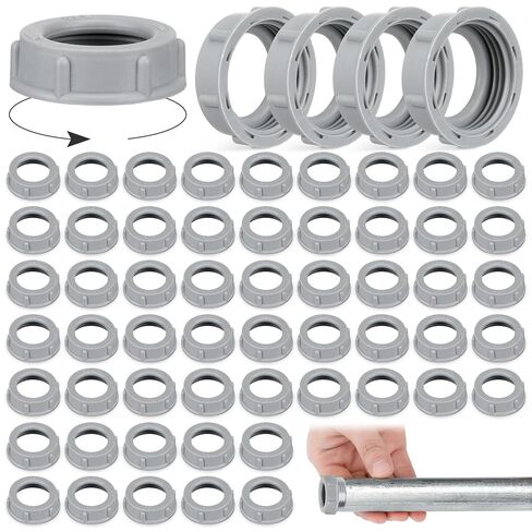 Pushglossy 50 Pcs Plastic Insulating Bushing Threaded Electrical Bushings for Emt, Rigid or Imc Conduit Fitting (1 Inch) in Kuwait