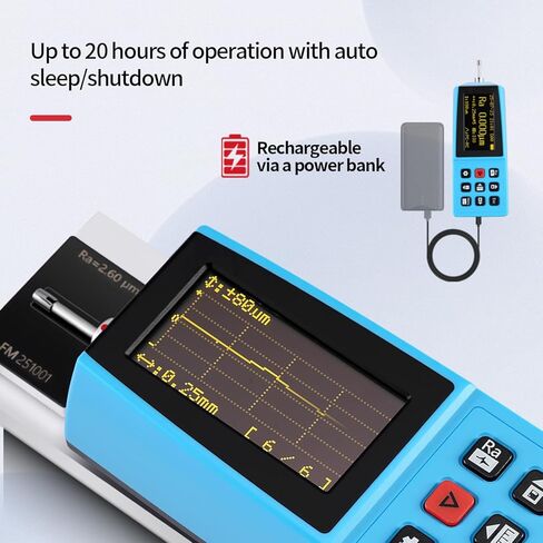 TR200 Portable Surface Roughness Tester, High Precision Surface Roughness Gauges with 0.001μm Resolution, 20H Battery, Measures Ra Rz Rq Rt RSm | Digital Profilometer with DSP Chip & 100 Data Storage in Saudi Arabia