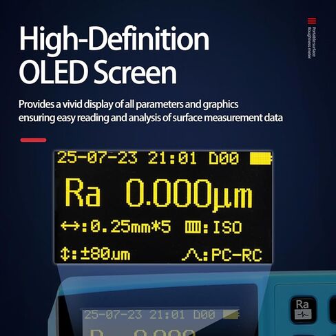 TR200 Portable Surface Roughness Tester, High Precision Surface Roughness Gauges with 0.001μm Resolution, 20H Battery, Measures Ra Rz Rq Rt RSm | Digital Profilometer with DSP Chip & 100 Data Storage in Saudi Arabia