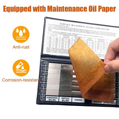 مقارنات خشونة السطح من DISJEST، مجموعة مقارنة تشطيب السطح بدقة Ra 0.05-12.5μm مع 30 عينة، أداة مقارنة ملموسة ومرئية لمراقبة الجودة في عمليات التصنيع والطحن in Kuwait