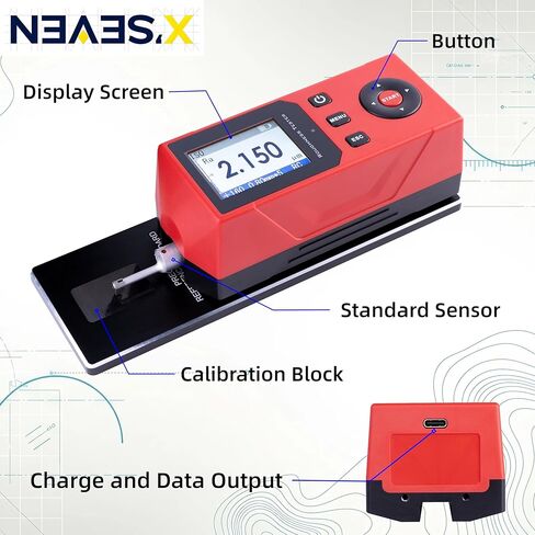 جهاز اختبار خشونة السطح المحمول، Ra/Rz/Rq/Rt، دقة 0.001 ميكرومتر، ISO، ANSI، DIN، JIS، تخزين البيانات والإخراج، كتلة المعايرة، NEAES'X S200 in Kuwait