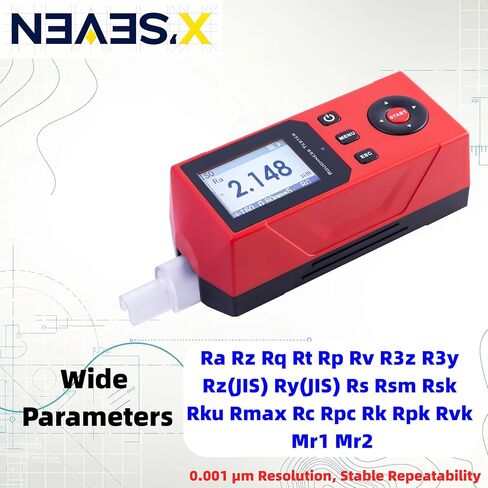 جهاز اختبار خشونة السطح المحمول، Ra/Rz/Rq/Rt، دقة 0.001 ميكرومتر، ISO، ANSI، DIN، JIS، تخزين البيانات والإخراج، كتلة المعايرة، NEAES'X S200 in Kuwait