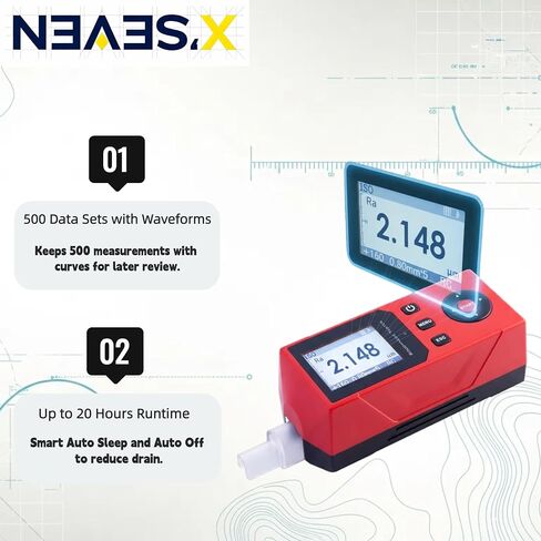 جهاز اختبار خشونة السطح المحمول، Ra/Rz/Rq/Rt، دقة 0.001 ميكرومتر، ISO، ANSI، DIN، JIS، تخزين البيانات والإخراج، كتلة المعايرة، NEAES'X S200 in Kuwait
