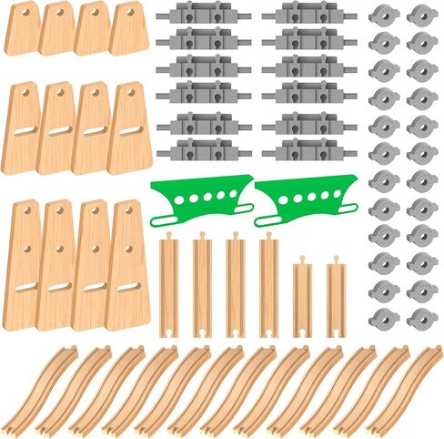 115 PCS بناء ولعب Ultimate Elevative Wooden Railway Crity Set Pack Teaction #3 مع مسارات القطار الخشبية ، الرافعة ، مسارات تصاعدية ، متوافقة مع Thomas ، Brio ، Ikea ، Melissa & Doug in Kuwait