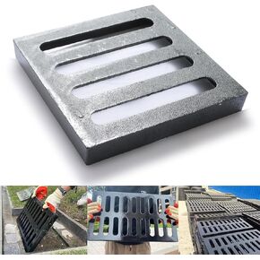 Cast Iron Drain Grate, 12 * 12in Heavy Duty Outdoor Drain Cover, B125 Class Channel Grate, Metal Sewer Grate, Black Square Drainage Grate for Concrete Floor, Yard, Driveway & Garage. in Kuwait