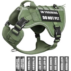 Winsee خدمة الكلب في تدريب شبكية تسخير مع 10 بقع الحيوانات الأليفة ، والهواء الناعم الشبكة التكتيكية التكتيكية الكلب molle سترة ، عاكسة العسكرية السترة للحيوانات الأليفة للمشي للمشي لكلاب متوسطة in Kuwait