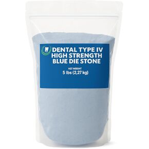 5 Pounds - Dental Lab Stone - Type IV High Strength Gypsum Die Stone - Blue - Reselable Bag with Pourin Scoop in Kuwait