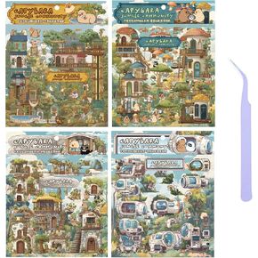 Girls 3D Miniature Scene Stickers, 4 Sets World Travel DIY House Stickers for Museun, Hotel, Magic House, Drive-In Restaurant, Cute 3D Cartoon Sticker Scenes for Adult Kids Relief Stress Pass The Time in Kuwait