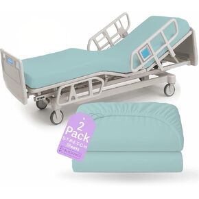 BLISSFORD - عبوتين من ملاءات سرير المستشفى الملائمة مع ملاءة مطاطية في جميع الأنحاء للحصول على ملاءة جيرسي محبوكة ناعمة وغنية بالقطن، مقاس 91.44 سم × 213.36 سم × 30.48 سم. in Kuwait