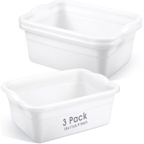 Honeydak 3 Pack Plastic Wash Basins 12 Quart Dish Pan Rectangular Wash Tub Colorful Dishpan for Kitchen Bathroom Sink Face Washing Cleaning Foot Hospital Soaking Laundry Storage Cleaning Supplies in Kuwait