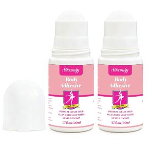 2 Pack Body Adhesive Roll On for Clothing & Skin,Strong Hold, Sweat Resistant, Easy Wash Off Body Glue for Clothes, Socks, Wigs, Costumes, Leotards, Bras – No Residue, Gentle Formula in Kuwait