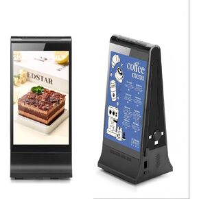 Digital Signage Display for Tabletop ,Interactive Digital Signage with Double 8 inch LCD Touch Screen and WIFI Connected,Rechargeable 23200mAh Battery,Portable Advertising Kiosk for Restaurants,Bar, Hotel ,Cafe (Black) in Kuwait