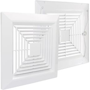 غطاء مروحة عادم الحمام Bonsicoky مقاس 9 × 9 بوصة مع نوابض مدمجة - شبكة بديلة للسقف المربع ومراوح العادم المثبتة على الحائط، ومحول الهواء وموزع الهواء (أبيض) in Kuwait