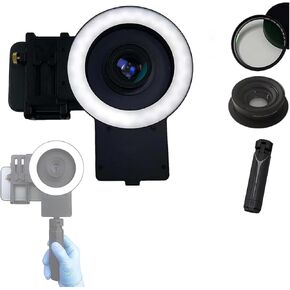 TsoLay Oral Cell Phone Camera Fill Light, Smartphone Dental Photography Light with 49mm Filter and 100mm Macro Lens, 3-Color Lighting & Color Temperature 2500K- 6000K, for Dentist in Kuwait