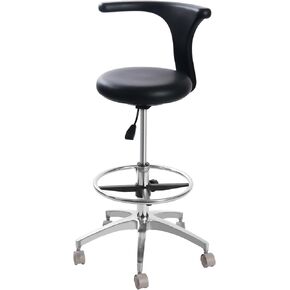 MINTOOTHPRO Adjustable Ergonomic Dental Stool with Back Support, Rolling Dentist Chair for Hygienists, Assistants, Black in Saudi Arabia