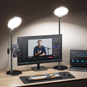 Desk Ring Light with Stand, Adjustable Desktop Light with Phone Holder for Video Calls, Zoom Lighting for Computer/Laptop/Conference/Webcam, Video Light for Recording, Podcast,Photography in Kuwait