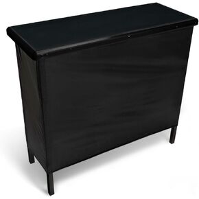 PartyLife New & Improved Portable Bar Table w/LED Lights, Wireless Remote, Folding Legs, 2 Bar Skirts, Heavy-Duty Storage Shelf & Carrying Case - Black in Kuwait